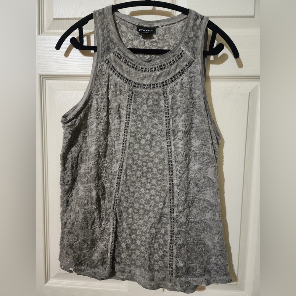 Elegant Gray Lace Women's Top